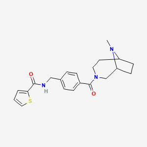 molecular formula C21H25N3O2S B7189601 N-[[4-(9-methyl-3,9-diazabicyclo[4.2.1]nonane-3-carbonyl)phenyl]methyl]thiophene-2-carboxamide 