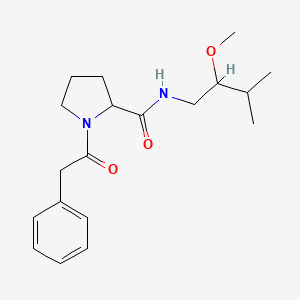 molecular formula C19H28N2O3 B7189610 N-(2-methoxy-3-methylbutyl)-1-(2-phenylacetyl)pyrrolidine-2-carboxamide 