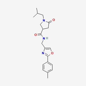 molecular formula C20H25N3O3 B7189641 N-[[2-(4-methylphenyl)-1,3-oxazol-4-yl]methyl]-1-(2-methylpropyl)-5-oxopyrrolidine-3-carboxamide 