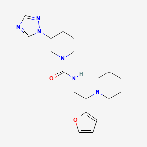 molecular formula C19H28N6O2 B7189706 N-[2-(furan-2-yl)-2-piperidin-1-ylethyl]-3-(1,2,4-triazol-1-yl)piperidine-1-carboxamide 