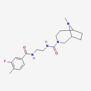 molecular formula C19H27FN4O2 B7189720 N-[2-[(3-fluoro-4-methylbenzoyl)amino]ethyl]-9-methyl-3,9-diazabicyclo[4.2.1]nonane-3-carboxamide 