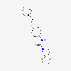 molecular formula C20H29N3O3 B7189778 N-[1-(2-phenylethyl)piperidin-4-yl]-1,4-dioxa-7-azaspiro[4.4]nonane-7-carboxamide 