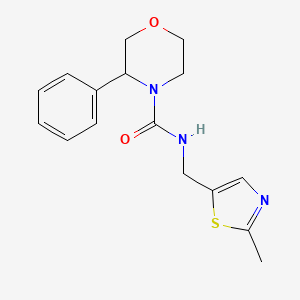molecular formula C16H19N3O2S B7189796 N-[(2-methyl-1,3-thiazol-5-yl)methyl]-3-phenylmorpholine-4-carboxamide 