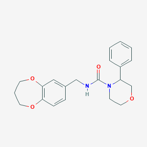 molecular formula C21H24N2O4 B7189881 N-(3,4-dihydro-2H-1,5-benzodioxepin-7-ylmethyl)-3-phenylmorpholine-4-carboxamide 