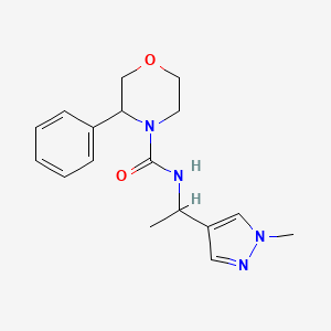 molecular formula C17H22N4O2 B7189900 N-[1-(1-methylpyrazol-4-yl)ethyl]-3-phenylmorpholine-4-carboxamide 
