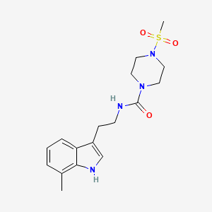 molecular formula C17H24N4O3S B7189927 N-[2-(7-methyl-1H-indol-3-yl)ethyl]-4-methylsulfonylpiperazine-1-carboxamide 