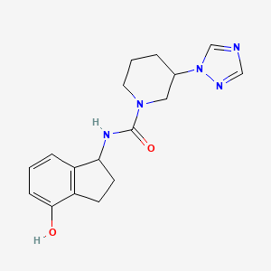 molecular formula C17H21N5O2 B7189958 N-(4-hydroxy-2,3-dihydro-1H-inden-1-yl)-3-(1,2,4-triazol-1-yl)piperidine-1-carboxamide 