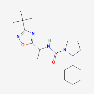 molecular formula C19H32N4O2 B7190025 N-[1-(3-tert-butyl-1,2,4-oxadiazol-5-yl)ethyl]-2-cyclohexylpyrrolidine-1-carboxamide 