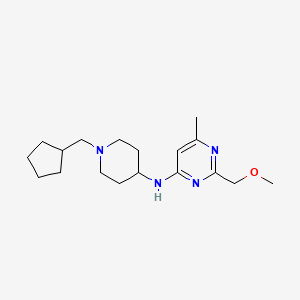 molecular formula C18H30N4O B7190105 N-[1-(cyclopentylmethyl)piperidin-4-yl]-2-(methoxymethyl)-6-methylpyrimidin-4-amine 