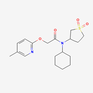 molecular formula C18H26N2O4S B7190183 N-cyclohexyl-N-(1,1-dioxothiolan-3-yl)-2-(5-methylpyridin-2-yl)oxyacetamide 