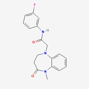 molecular formula C18H18FN3O2 B7190198 N-(3-fluorophenyl)-2-(1-methyl-2-oxo-3,4-dihydro-1,5-benzodiazepin-5-yl)acetamide 