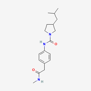 molecular formula C18H27N3O2 B7190313 N-[4-[2-(methylamino)-2-oxoethyl]phenyl]-3-(2-methylpropyl)pyrrolidine-1-carboxamide 