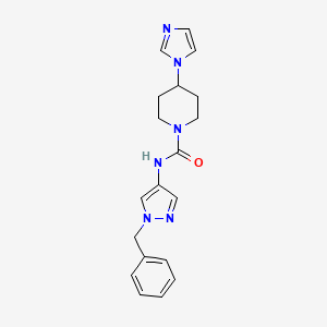 molecular formula C19H22N6O B7190320 N-(1-benzylpyrazol-4-yl)-4-imidazol-1-ylpiperidine-1-carboxamide 