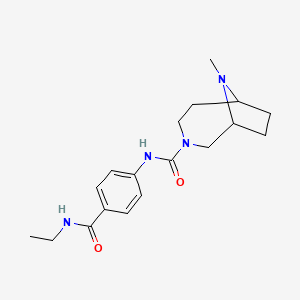 molecular formula C18H26N4O2 B7190334 N-[4-(ethylcarbamoyl)phenyl]-9-methyl-3,9-diazabicyclo[4.2.1]nonane-3-carboxamide 