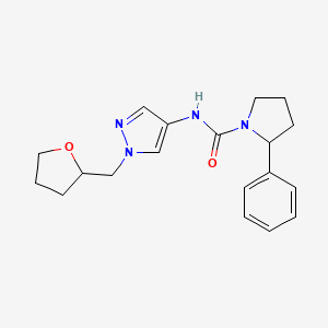 molecular formula C19H24N4O2 B7190338 N-[1-(oxolan-2-ylmethyl)pyrazol-4-yl]-2-phenylpyrrolidine-1-carboxamide 