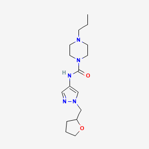 molecular formula C16H27N5O2 B7190349 N-[1-(oxolan-2-ylmethyl)pyrazol-4-yl]-4-propylpiperazine-1-carboxamide 