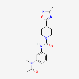 molecular formula C18H23N5O3 B7190416 N-[3-[acetyl(methyl)amino]phenyl]-4-(3-methyl-1,2,4-oxadiazol-5-yl)piperidine-1-carboxamide 