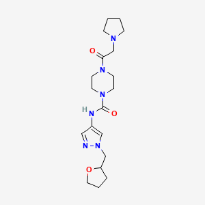 molecular formula C19H30N6O3 B7190419 N-[1-(oxolan-2-ylmethyl)pyrazol-4-yl]-4-(2-pyrrolidin-1-ylacetyl)piperazine-1-carboxamide 