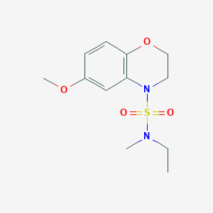 molecular formula C12H18N2O4S B7190430 N-ethyl-6-methoxy-N-methyl-2,3-dihydro-1,4-benzoxazine-4-sulfonamide 