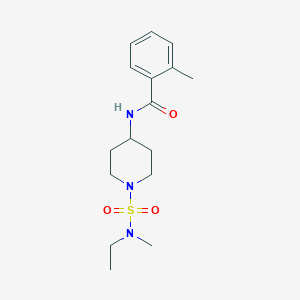 molecular formula C16H25N3O3S B7190444 N-[1-[ethyl(methyl)sulfamoyl]piperidin-4-yl]-2-methylbenzamide 