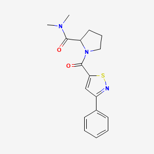 molecular formula C17H19N3O2S B7190468 N,N-dimethyl-1-(3-phenyl-1,2-thiazole-5-carbonyl)pyrrolidine-2-carboxamide 