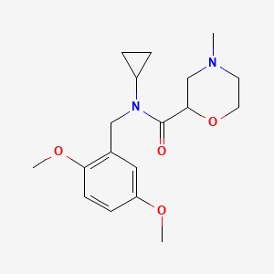 molecular formula C18H26N2O4 B7190492 N-cyclopropyl-N-[(2,5-dimethoxyphenyl)methyl]-4-methylmorpholine-2-carboxamide 
