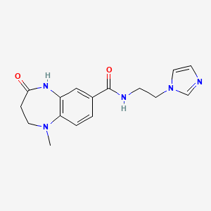 molecular formula C16H19N5O2 B7190506 N-(2-imidazol-1-ylethyl)-1-methyl-4-oxo-3,5-dihydro-2H-1,5-benzodiazepine-7-carboxamide 