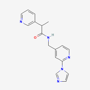 molecular formula C17H17N5O B7190625 N-[(2-imidazol-1-ylpyridin-4-yl)methyl]-2-pyridin-3-ylpropanamide 