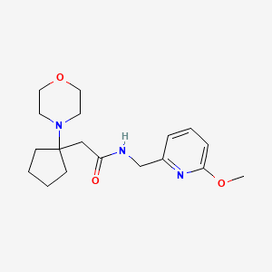 molecular formula C18H27N3O3 B7190654 N-[(6-methoxypyridin-2-yl)methyl]-2-(1-morpholin-4-ylcyclopentyl)acetamide 