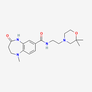 molecular formula C19H28N4O3 B7190661 N-[2-(2,2-dimethylmorpholin-4-yl)ethyl]-1-methyl-4-oxo-3,5-dihydro-2H-1,5-benzodiazepine-7-carboxamide 