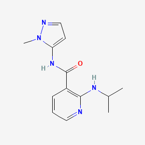 molecular formula C13H17N5O B7190671 N-(2-methylpyrazol-3-yl)-2-(propan-2-ylamino)pyridine-3-carboxamide 