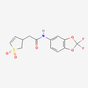 molecular formula C13H11F2NO5S B7190730 N-(2,2-difluoro-1,3-benzodioxol-5-yl)-2-(1,1-dioxo-2,3-dihydrothiophen-3-yl)acetamide 