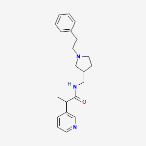 molecular formula C21H27N3O B7190736 N-[[1-(2-phenylethyl)pyrrolidin-3-yl]methyl]-2-pyridin-3-ylpropanamide 