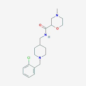 molecular formula C19H28ClN3O2 B7190746 N-[[1-[(2-chlorophenyl)methyl]piperidin-4-yl]methyl]-4-methylmorpholine-2-carboxamide 