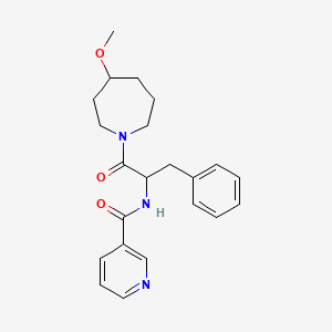 molecular formula C22H27N3O3 B7190809 N-[1-(4-methoxyazepan-1-yl)-1-oxo-3-phenylpropan-2-yl]pyridine-3-carboxamide 