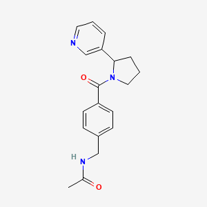 molecular formula C19H21N3O2 B7190828 N-[[4-(2-pyridin-3-ylpyrrolidine-1-carbonyl)phenyl]methyl]acetamide 