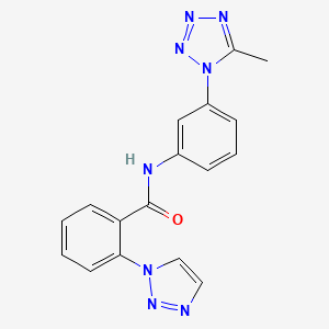 molecular formula C17H14N8O B7190880 N-[3-(5-methyltetrazol-1-yl)phenyl]-2-(triazol-1-yl)benzamide 