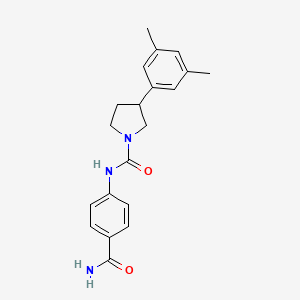 molecular formula C20H23N3O2 B7190942 N-(4-carbamoylphenyl)-3-(3,5-dimethylphenyl)pyrrolidine-1-carboxamide 