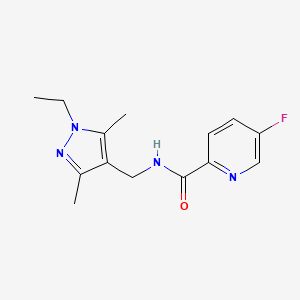 molecular formula C14H17FN4O B7190958 N-[(1-ethyl-3,5-dimethylpyrazol-4-yl)methyl]-5-fluoropyridine-2-carboxamide 