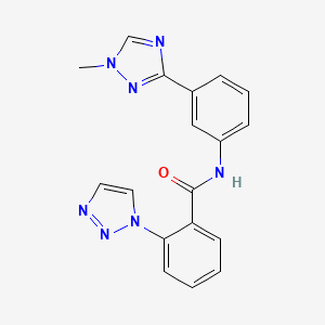molecular formula C18H15N7O B7191016 N-[3-(1-methyl-1,2,4-triazol-3-yl)phenyl]-2-(triazol-1-yl)benzamide 