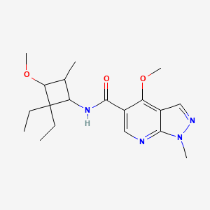 molecular formula C19H28N4O3 B7191021 N-(2,2-diethyl-3-methoxy-4-methylcyclobutyl)-4-methoxy-1-methylpyrazolo[3,4-b]pyridine-5-carboxamide 