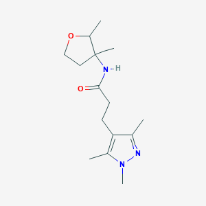 molecular formula C15H25N3O2 B7191165 N-(2,3-dimethyloxolan-3-yl)-3-(1,3,5-trimethylpyrazol-4-yl)propanamide 