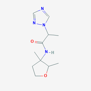 molecular formula C11H18N4O2 B7191194 N-(2,3-dimethyloxolan-3-yl)-2-(1,2,4-triazol-1-yl)propanamide 