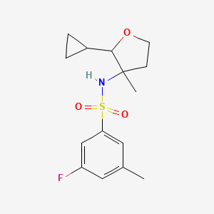 molecular formula C15H20FNO3S B7191248 N-(2-cyclopropyl-3-methyloxolan-3-yl)-3-fluoro-5-methylbenzenesulfonamide 