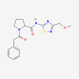 molecular formula C17H20N4O3S B7191268 N-[3-(methoxymethyl)-1,2,4-thiadiazol-5-yl]-1-(2-phenylacetyl)pyrrolidine-2-carboxamide 