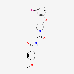 molecular formula C20H21FN2O4 B7191424 N-[2-[3-(3-fluorophenoxy)pyrrolidin-1-yl]-2-oxoethyl]-4-methoxybenzamide 