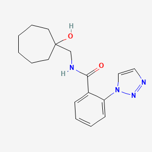 molecular formula C17H22N4O2 B7191528 N-[(1-hydroxycycloheptyl)methyl]-2-(triazol-1-yl)benzamide 