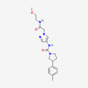 molecular formula C20H27N5O3 B7191641 N-[1-[2-(2-methoxyethylamino)-2-oxoethyl]pyrazol-4-yl]-3-(4-methylphenyl)pyrrolidine-1-carboxamide 