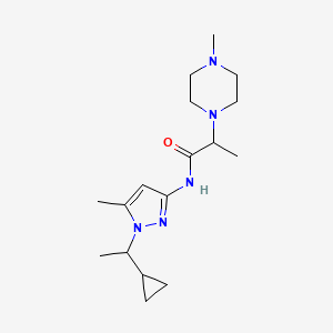 molecular formula C17H29N5O B7191681 N-[1-(1-cyclopropylethyl)-5-methylpyrazol-3-yl]-2-(4-methylpiperazin-1-yl)propanamide 