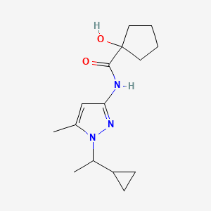 molecular formula C15H23N3O2 B7191695 N-[1-(1-cyclopropylethyl)-5-methylpyrazol-3-yl]-1-hydroxycyclopentane-1-carboxamide 